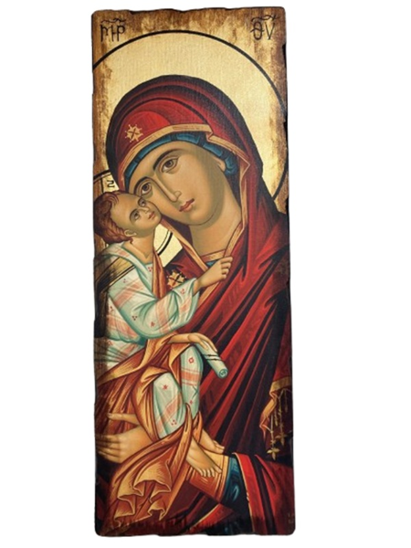 ΠΑΝΑΓΙΑ ΓΛΥΚΟΦΙΛΟΥΣΑ ΚΑΜΒΑΣ ΣΕ ΕΛΑΤΟ ΜΕ ΦΥΛΛΟ ΧΡΥΣΟΥ & ΠΑΛΑΙΩΣΗ 80Χ30