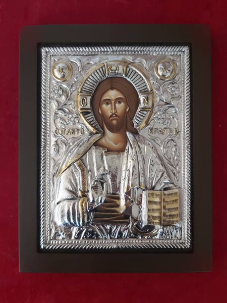 ΧΡΙΣΤΟΣ ΜΕ ΦΥΛΛΟ ΑΣΗΜΙΟΥ ΚΑΙ ΧΡΥΣΑΦΙ 24Κ (24.5 Χ 19)