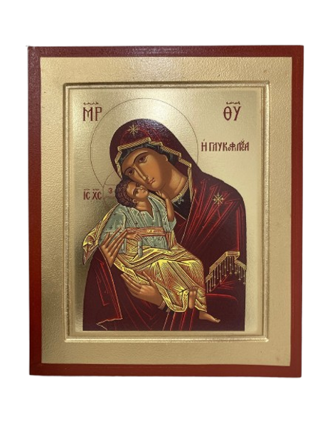 ΠΑΝΑΓΙΑ ΓΛΥΚΟΦΙΛΟΥΣΑ ΣΚΑΦΤΗ ΣΕ MDF ΜΕ ΧΡΥΣΟΤΥΠΙΑ 15Χ20