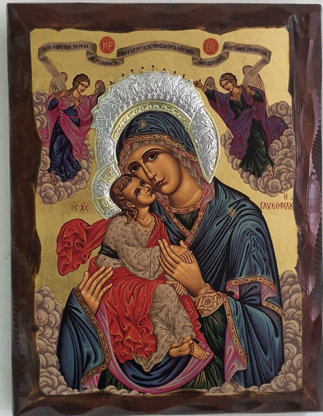 ΠΑΝΑΓΙΑ ΓΛΥΚΟΦΙΛΟΥΣΑ (ΜΠΛΕ ΦΟΡΕΜΑ)ΜΕ ΦΩΤΟΣΤΕΦΑΝΟ 27Χ20