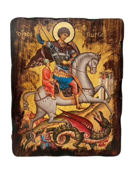 ΑΓΙΟΣ ΓΕΩΡΓΙΟΣ ΣΕ ΠΕΥΚΟ ΠΑΛΑΙΩΜ. ΜΕ ΦΥΛΛΟ ΧΡΥΣΟΥ 26Χ20 (ΓΚΡ)