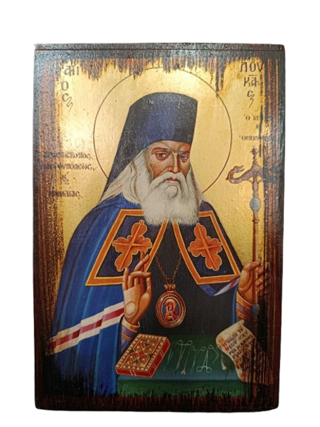 ΑΓΙΟΣ ΛΟΥΚΑΣ ΙΑΤΡΟΣ ΣΕ MDF ΜΕ ΠΑΛΑΙΩΣΗ ΚΑΙ ΦΥΛΛΟ ΧΡΥΣΟΥ 15Χ10 (ΓΚΡ)