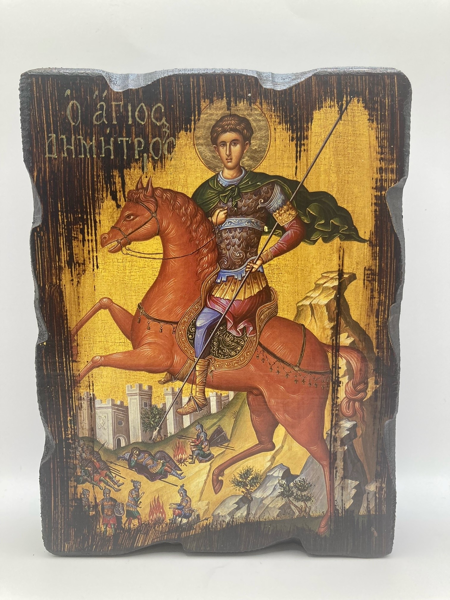 ΑΓΙΟΣ ΔΗΜΗΤΡΙΟΣ ΣΕ ΠΕΥΚΟ ΠΑΛΑΙΩΜ. ΜΕ ΦΥΛΛΟ ΧΡΥΣΟΥ 26Χ20 (ΓΚΡ)