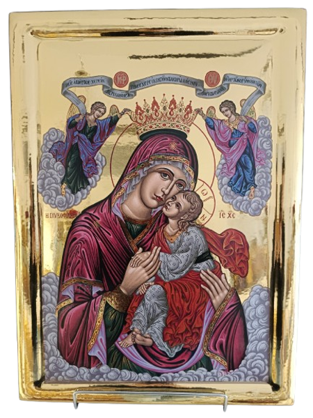 ΠΑΝΑΓΙΑ ΓΛΥΚΟΦΙΛΟΥΣΑ ΣΤΙΛΒΩΤΗ ΜΕ ΦΟΥΣΚΩΜΕΝΟ ΦΩΤΟΣΤΕΦΑΝΟ  55Χ40